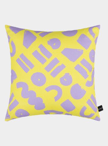 Love - Yellow And Lilac Geometric Printed Cushion