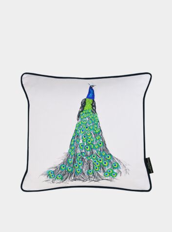 Hand Embroidered and Sequined Cushion - Payne The Peacock