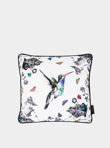 Hand Embroidered Cushion - Hayden The Hummingbird