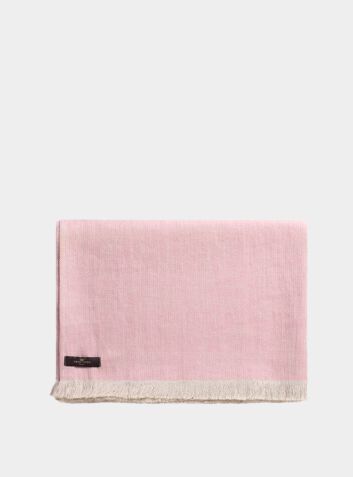 Herringbone Linen Throw – Blush Pink