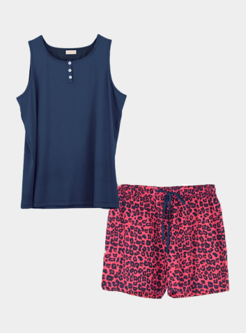 Pink Panther PJ Shorts Set (Sleeveless Ribbed Top + Shorts)