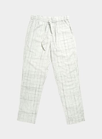 Unisex Cotton Pyjama Trouser - White and Grey Space Dye