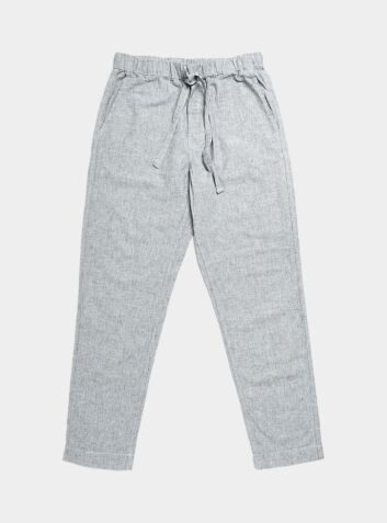 Unisex Cotton & Linen Pyjama Trouser - Grey Pin Dot