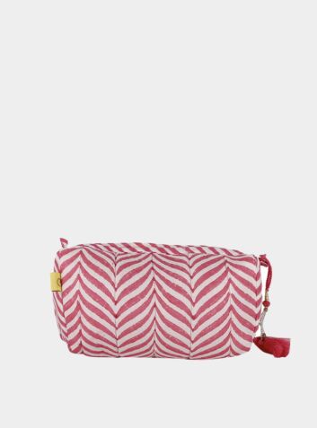 Indore Soft Herringbone Make Up Bag - Pink  