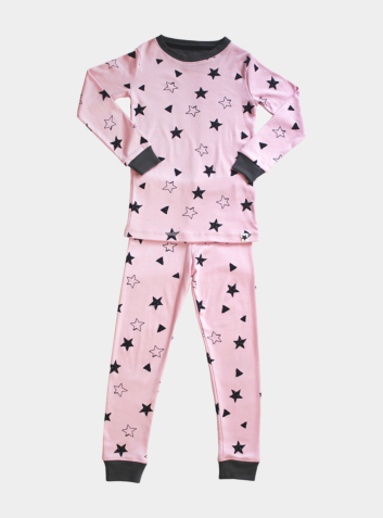 Kids Organic Cotton PJ Set - Pink Star