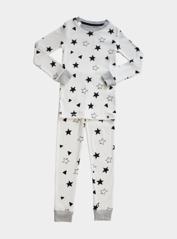 Kids Organic Cotton PJ Set - White Star