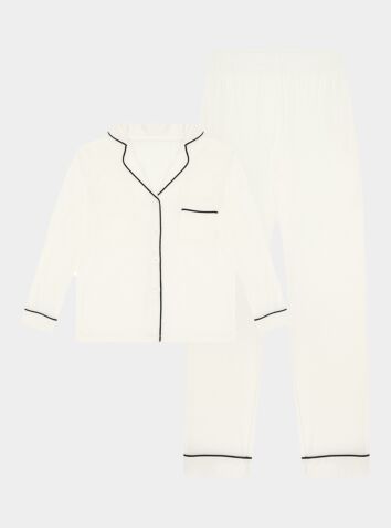 Boys Sebby Bamboo Viscose Pyjama Trouser Set - White