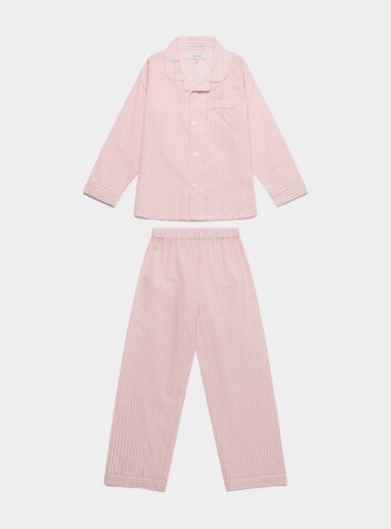 Kids' Organic Cotton Pyjama Trouser Set - Pink & White Stripe