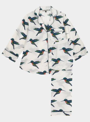 Women's Maternity Cotton Pyjama Trouser Set - White Hummingbird