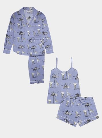 Women's Cotton Pyjama Bundle - Lavender African Safari