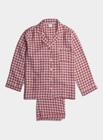 Linen Pyjama Trouser Set - Mineral Red Gingham