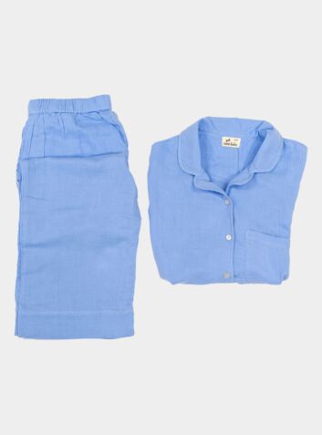Women's Organic Cotton Pyjama Trouser Set - Liya Blue