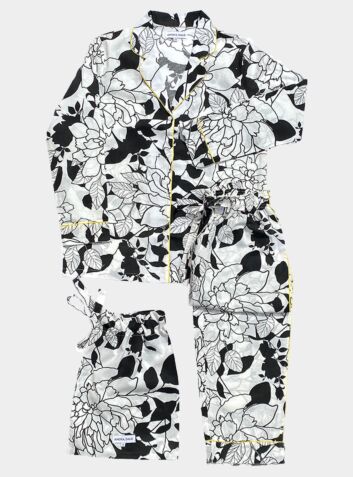 Woman Organic Cotton Pyjama Trouser Set - Havana - White/Black
