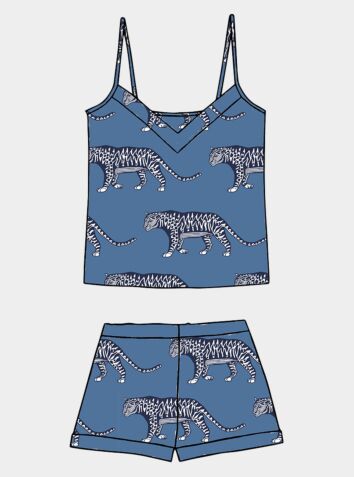 Women's Organic Cotton Cami Short Set - Lovely Leopards
