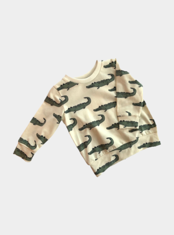 Long Sleeve Cotton T-Shirt - Crocodile