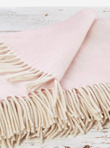 Super Soft Reversible Merino Wool Throw - Rose Blush Pink