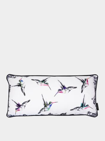 Mix Hummingbirds Hand Embroidered and Beaded Bolster Cushion