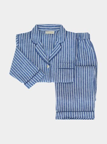 Women's Linen Pyjama Trouser Set - Stripe
