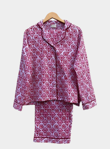 Women's Paprika Pink Cotton Pyjama Set