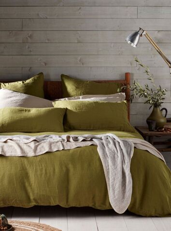 100% Linen Bed Linen - Moss Green
