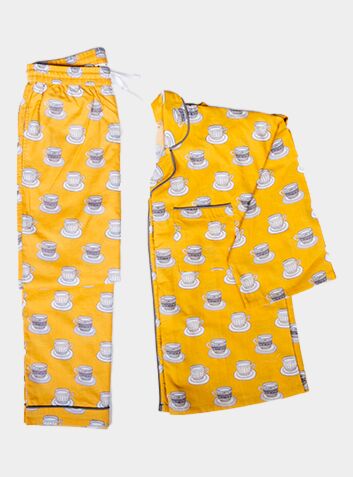 Mustard Chai Print Pyjamas