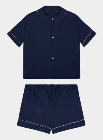 Cotton Poplin Pyjama Short Set - Navy