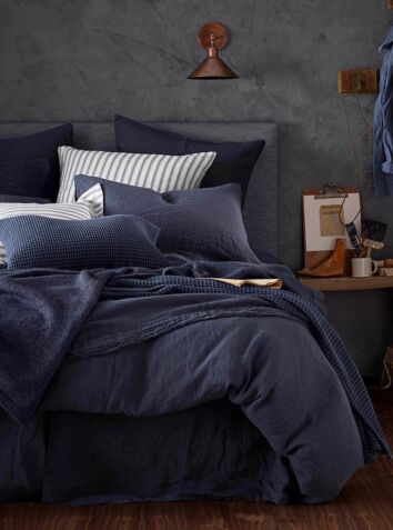 100% Linen Bed Linen - Navy Blue