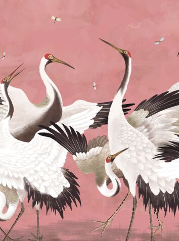 Flock of Cranes Mural Wallpaper