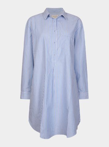 Dream-On Cotton Nighshirt - Blue & White Stripe
