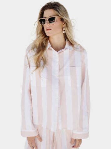 Nutcracker Organic Cotton Pyjama Trouser Set - Blush Stripe
