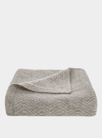 Wave Knitted Woollen Baby Blanket - Oatmeal