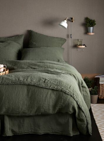 100% Linen Bed Linen - Olive Green