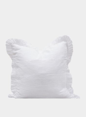 Ruffle Linen Pillow - White