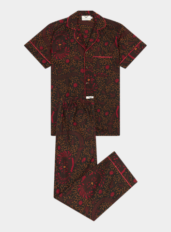 Unisex Luxe Long Sleeve African Print Pyjama Trouser Set - Black