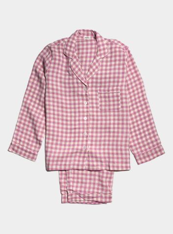 Women's Orchid Gingham Linen Pyjama Trouser - Set/Separate