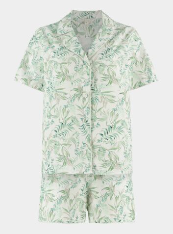 Organic Cotton Pyjama Short Set - Layered Botanical Sage