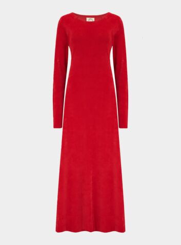 Organic Velour Dress - Scarlet Red
