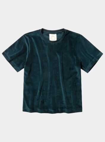 Organic Velour T-Shirt - Deep Sea Green