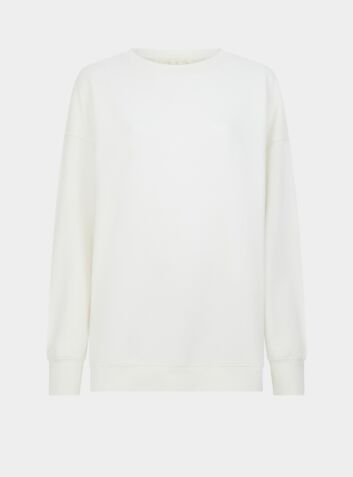 Salix Blossom-Embroidered Ethical-Cotton Sweatshirt - Moonlight White
