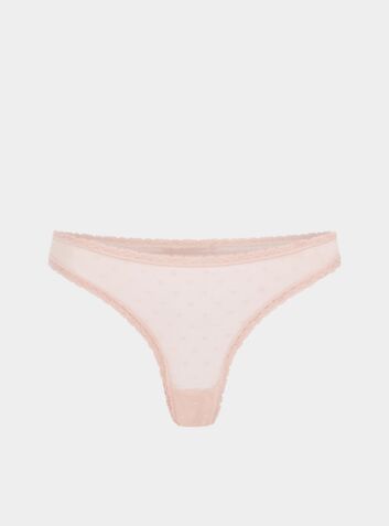Sugi Recycled-Lace High-Leg Thong - Dawnlight Coral