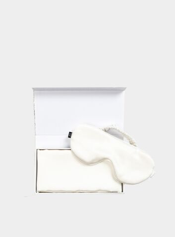 Mulberry Silk Travel Set: Pillowcase and Eye Mask - Pearl