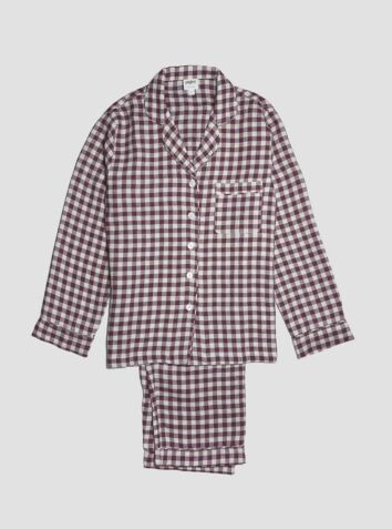 Linen Pyjama Trouser Set - Berry Gingham