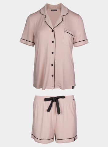 Bamboo Shirt Short Set in Pink