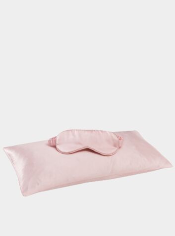 Jana Travel Set: Silk Pillowcase & Eye Mask - Rosé Champagne
