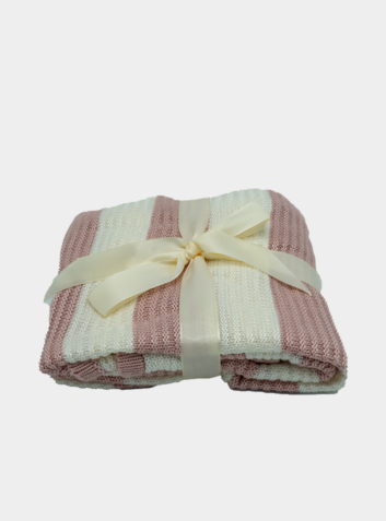 Blush Pink Knitted Bamboo Pram Blanket