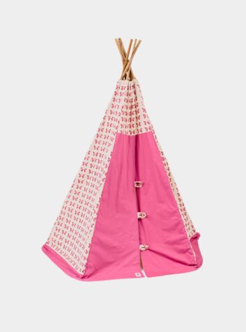 Organic Cotton Canvas Teepee with Bamboo Poles - Pink