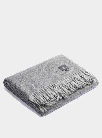 Plaid Boucle Blanket - Grey
