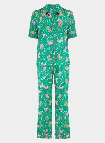 Women’s Poppy Rainforest Butterfly Silk Pyjama Trouser Set - Set/Separate