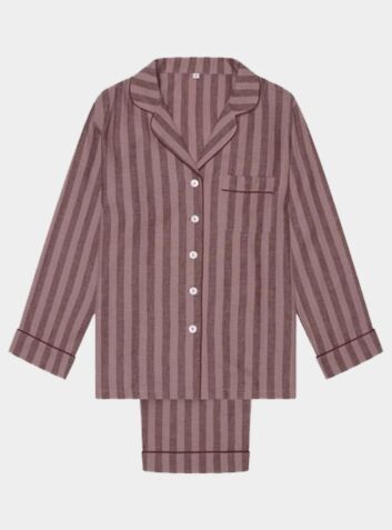 Port & Woodrose Striped Linen Women's PJ Trouser Set