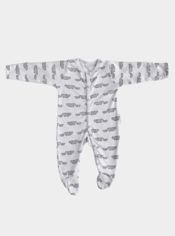 Hippo Sleepsuit With Padded Sleeves (Pack of 2)